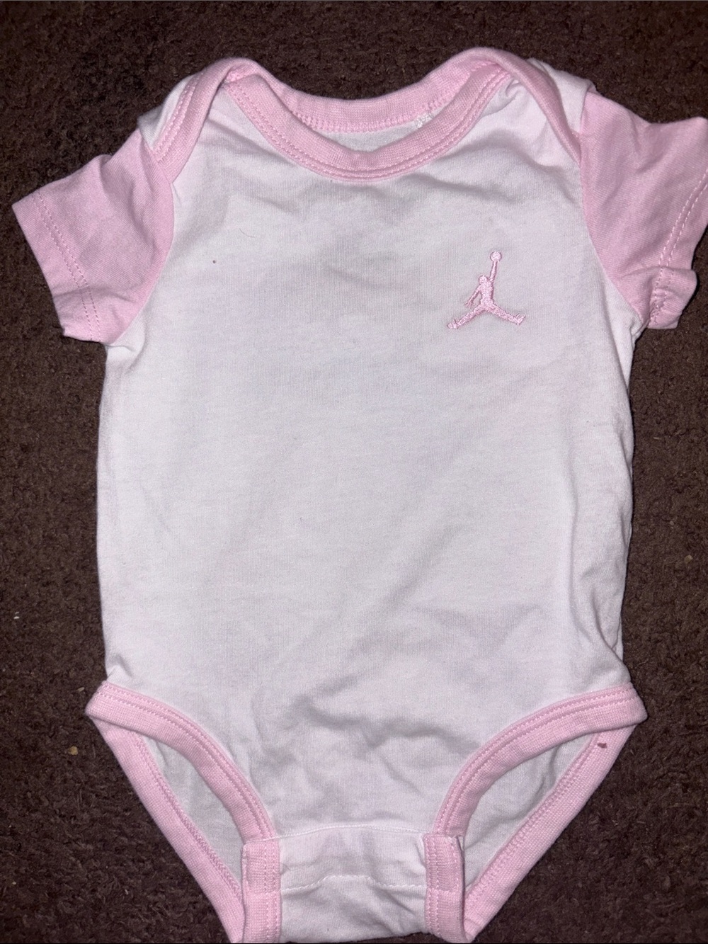 Jordan Pink & White Baby One-Piece Bodysuit